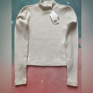 Vince long sleeves cropped ribbed top bone